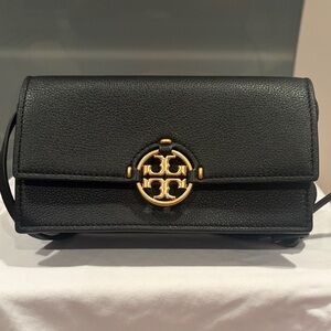 Tory Burch Black Crossbody Bag with Gold Emblem